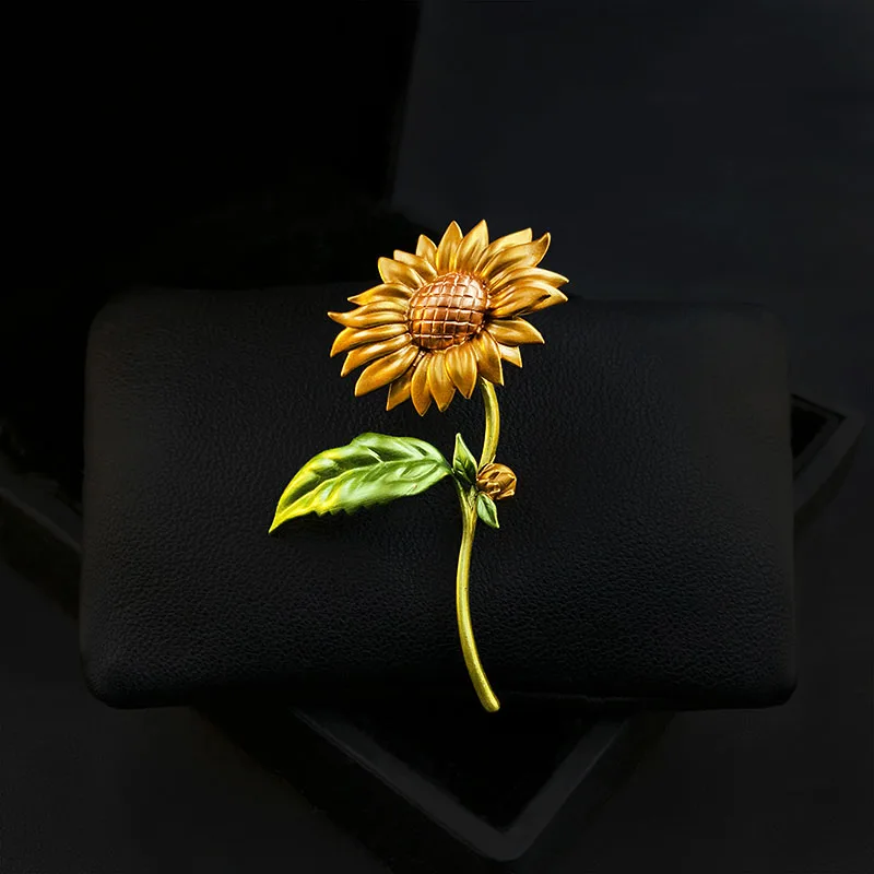 

Beautiful Enamel Sunflower Brooch Women's Yellow Sunshine Vibrant Jewelry Gift