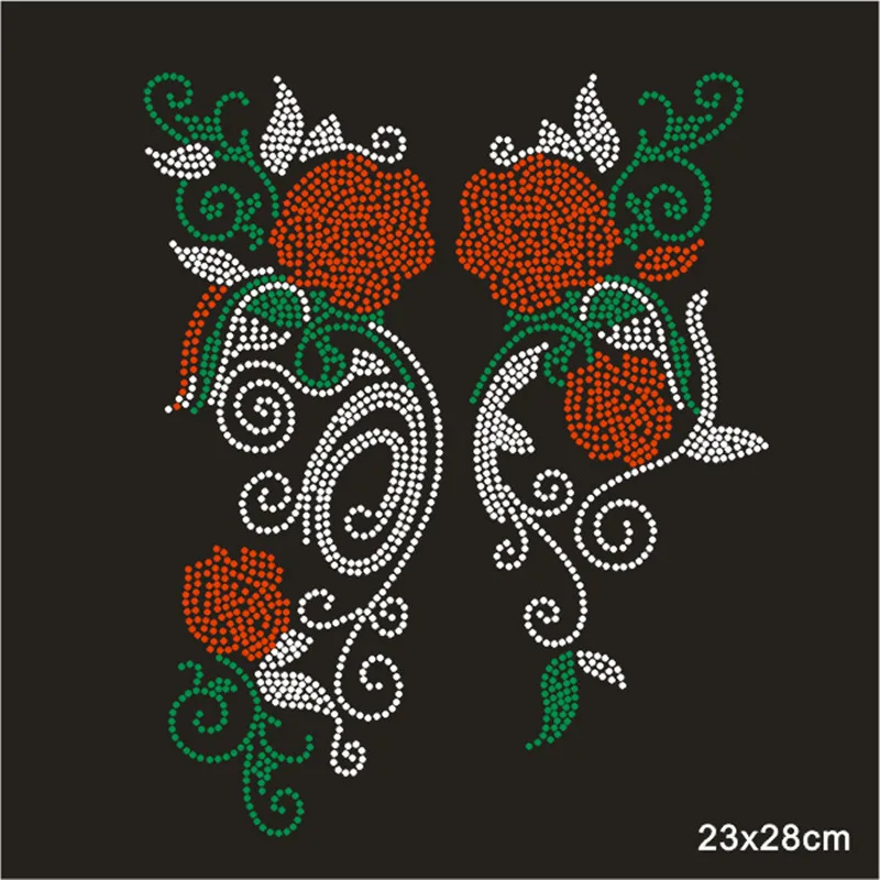 

Red rose sticker Hot Fix Iron on Rhinestone Transfer Applique Patch hot fix rhinestone transfer motifs