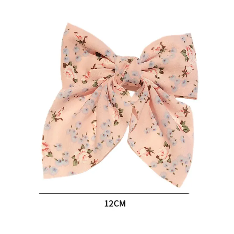 

Big Bowknot Duckbill Clip Chiffon Butterfly Barrettes Pastoral Retro Style Hair Clip Polka Dot Floral Print Daisy Bow Hairpin