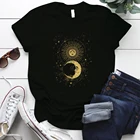 Забавная женская футболка Seeyoushy с принтом золотого Солнца и Луны, Повседневная летняя футболка с коротким рукавом для женщин, топы Y2k, эстетичная одежда