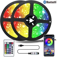 Светодиодные ленты светильник RGB Диодная лампа Гибкая лента SMD2835 Bluetooth ИК-пульт дистанционного управления 3 ключа Управление DC5V питаемые чер...