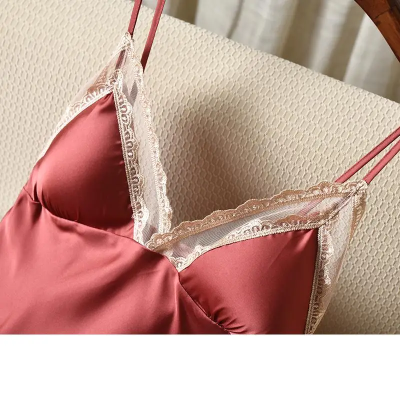 Комплект женский атласный из 2 предметов пикантная кружевная белая ночная