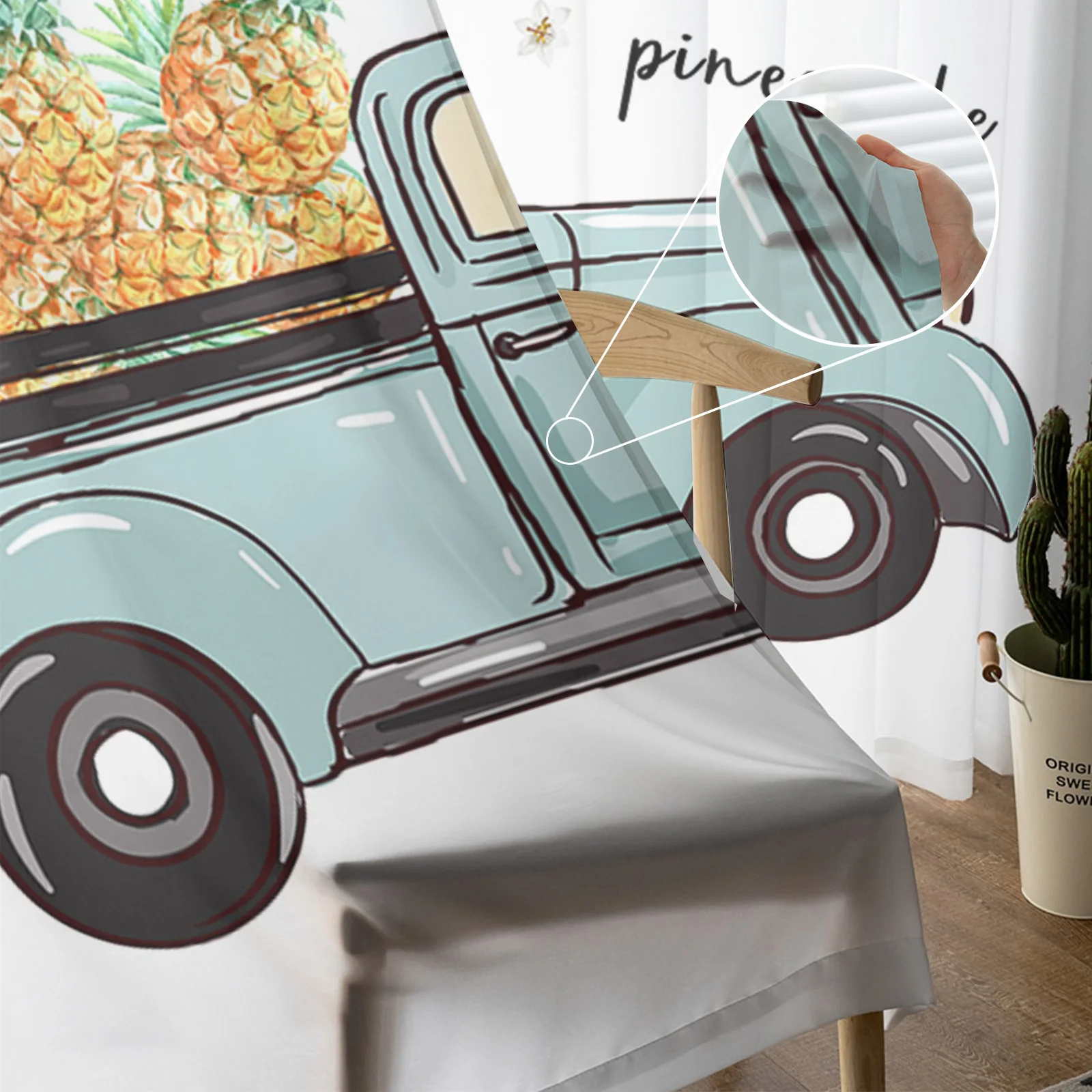 Тюлевые занавески с изображением тропических растений шифоновые прозрачные