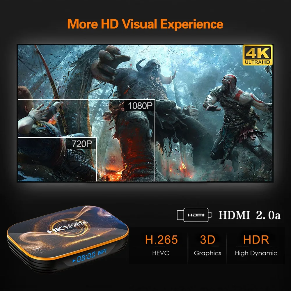 

HK1 RBOX R1 Smart TV Box Android 10.0 2+16GB WiFi TV Set Top Box Media Player US Plug