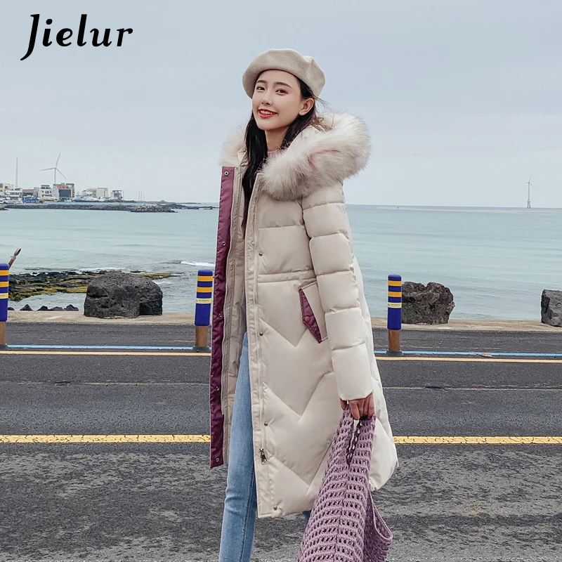 Jielur негабаритный M 3XL пуховик женский 2019 зимний утепленный большой меховой
