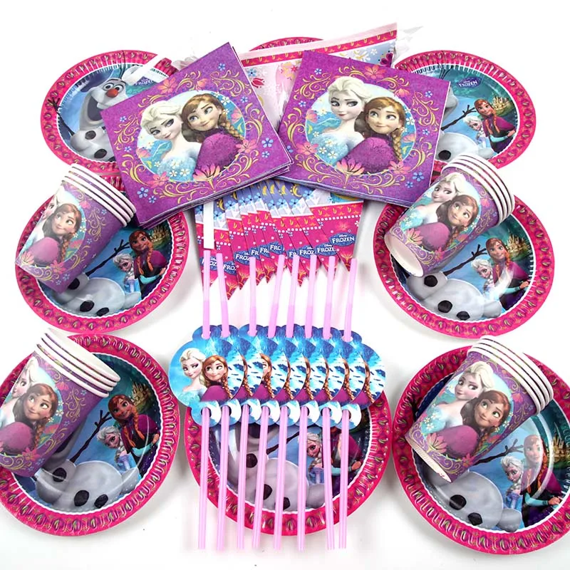 

33pcs/lot Disney Frozen Party Package Birthday Party Field Baby Shower Party Supplies Paper Cake Plate Birthday Party Decor
