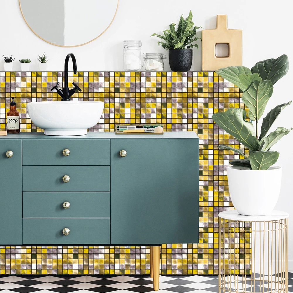 10 шт. золотисто желтая мозаичная плитка наклейка напечатанная в 2D переводе чехлы