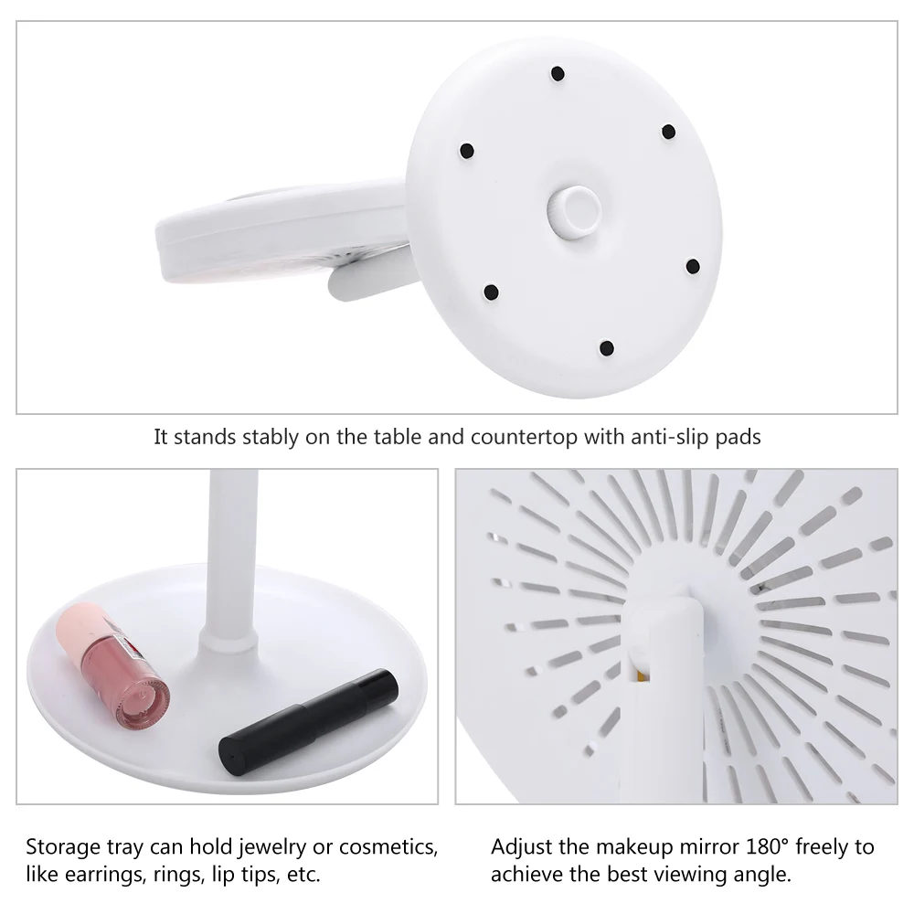 Зеркало косметическое со светодиодной подсветкой и вентилятором портативное