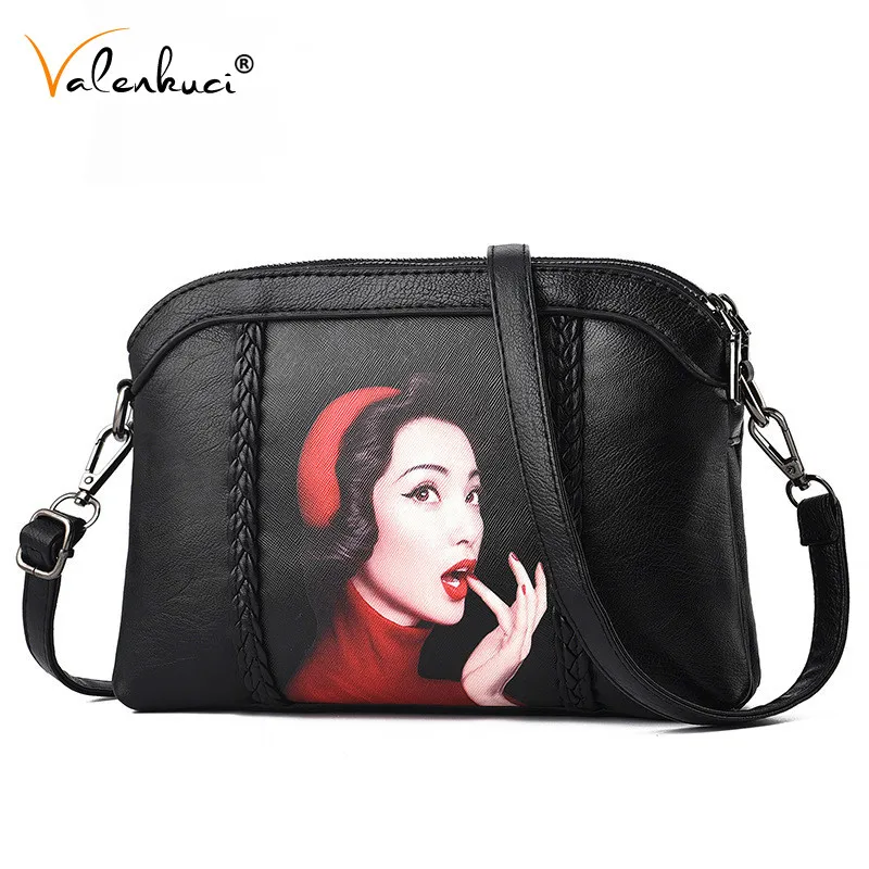 Женские сумки мессенджеры для женщин модные женские на плечо с принтом губной