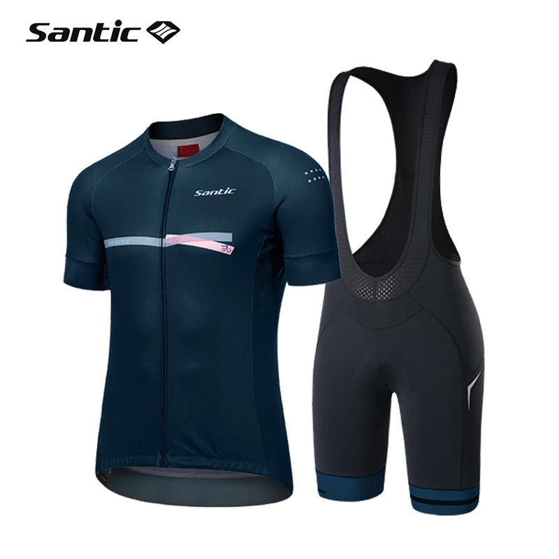 Santic Men Cycling Jersey Sets Bib Shorts Summer Padded Mtb Road Bike Clothing Short Sleeve Tights Bicycle Suit Male Asian Size
