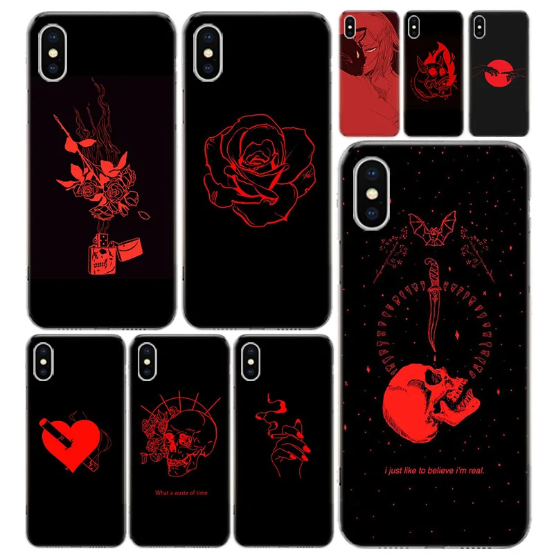 

Red Doodles Aesthetics Quotes Phone Case Cover For Iphone 13 12 11 Pro 7 8 6 6S Plus + X XS MAX XR 5 5S SE Fashion Art TPU Coque