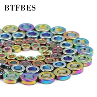 btfbes gold colorpurplegreencircle shape hematite natural stone spacer loose beads for trendy jewelry making diy accessories