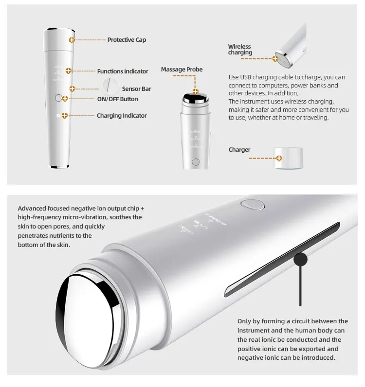 

Lift Care Magnetic and Ion Dual Nutrient Skin Dual Facial Massager Sonic Vibration Anti-Aging Device Tightens the Skin