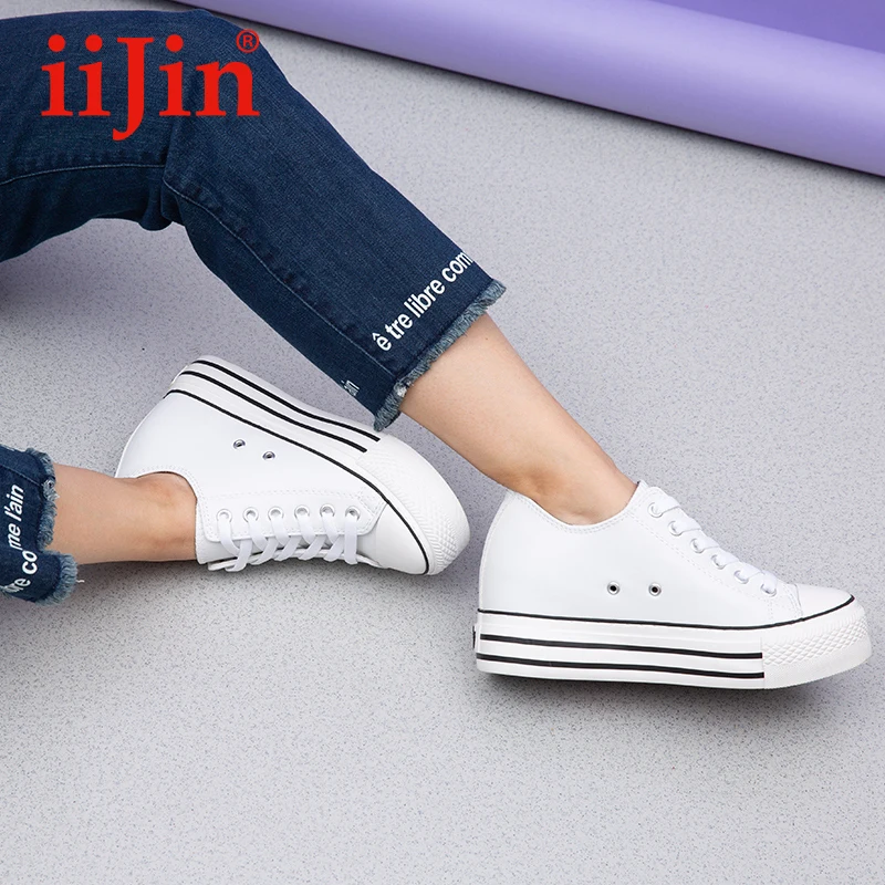 Женские классические кеды IIJIN повседневные холщовые кроссовки на платформе