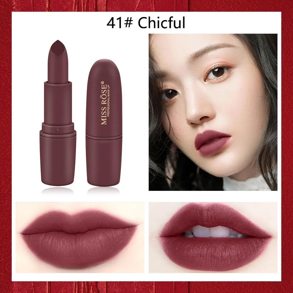 41 Miss Rose, матовая помада, сексуальная, красная, темная, вампирская, губная помада, водостойкая, стойкая, 7 видов цветов, 3,8, коричневая помада MS058 - Цвет: 41