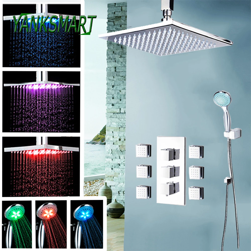 Насадка для душа со светодиодной подсветкой 20 дюймов 6 насадок|Смесители душа| |