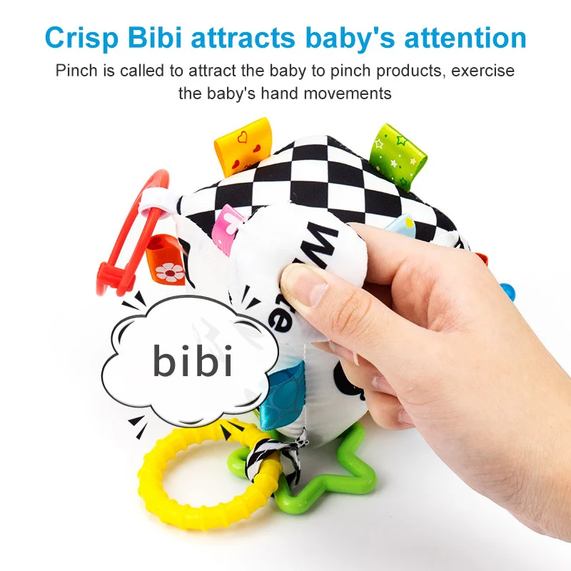 

Baby Toys 6 To 12 Months Developmental Toys Black And White Geometry Hanging Rattles Newborn Plush Infant Ring Bell For Infant