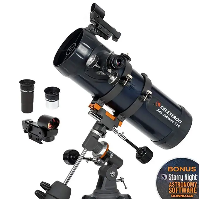 Телескоп Celestron AstroMaster 114EQ Newtonian Reflector астрономический телескоп для начинающих с полностью покрытым стеклом оптика регулируемый штатив