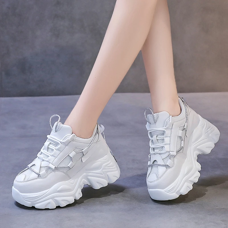 

Women White Color Chunky Sneakers Platform Shoes 2021 Luxury Brand Casual Shoes Woman Fashion Sports Shoes Running Trainers 7cm