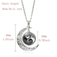 2022 multi colored tree of life glass art pendant necklace fashion silver color moon clavicle chain jewelry for women gifts whol