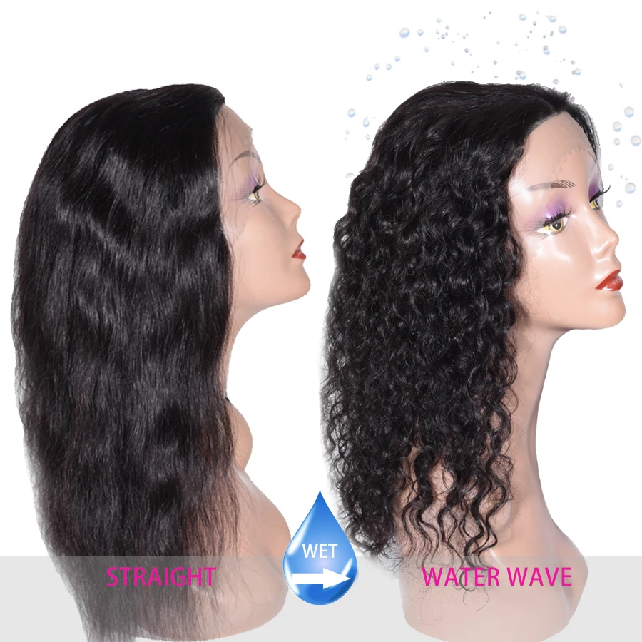 

TTHAIR Water Wave Wig From Straight to Wet And Wavy Wig 16 Inch Natural Color Remy Brazilian Lace Human Hair Wigs