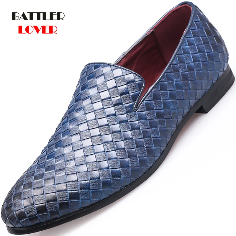

2019 Mens Casual Shoes Breathable Weave Leather Loafers Office Shoes For Men Driving Moccasins Comfortable Slip on Fashion Shoes