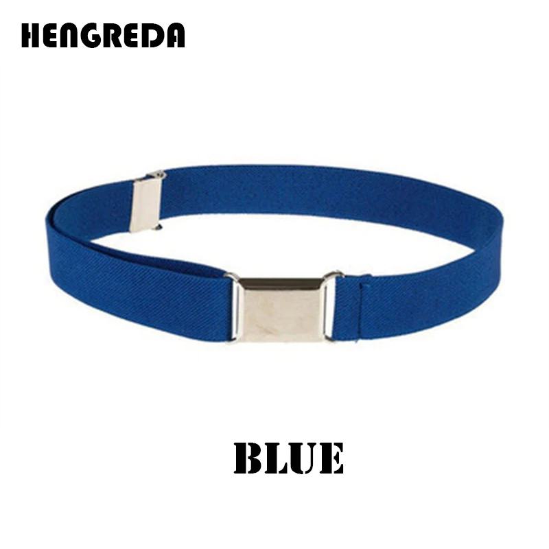 Blue Эластичный пояс для детей; регулируемый ремень с магнитной пряжкой для маленьких мальчиков и девочек; ремни для джинсов; брюки - Цвет: Blue