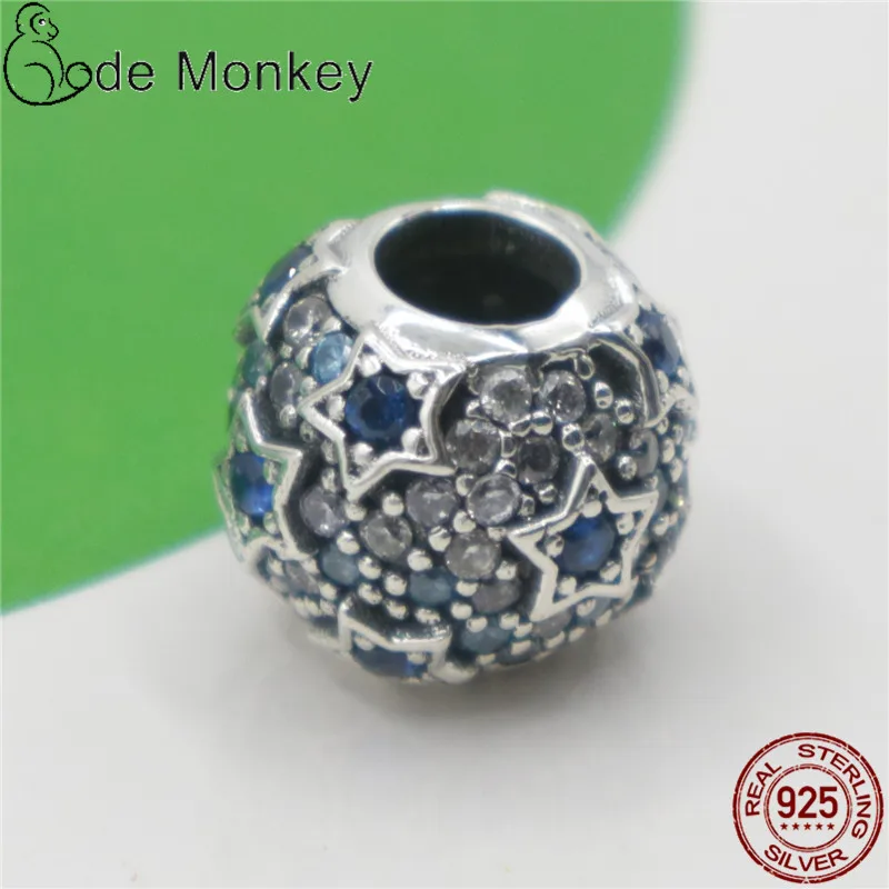 CodeMonkey Clear CZ Blue Star Relief Fit оригинальный 3 мм браслет и Висячие Серьги Горячая