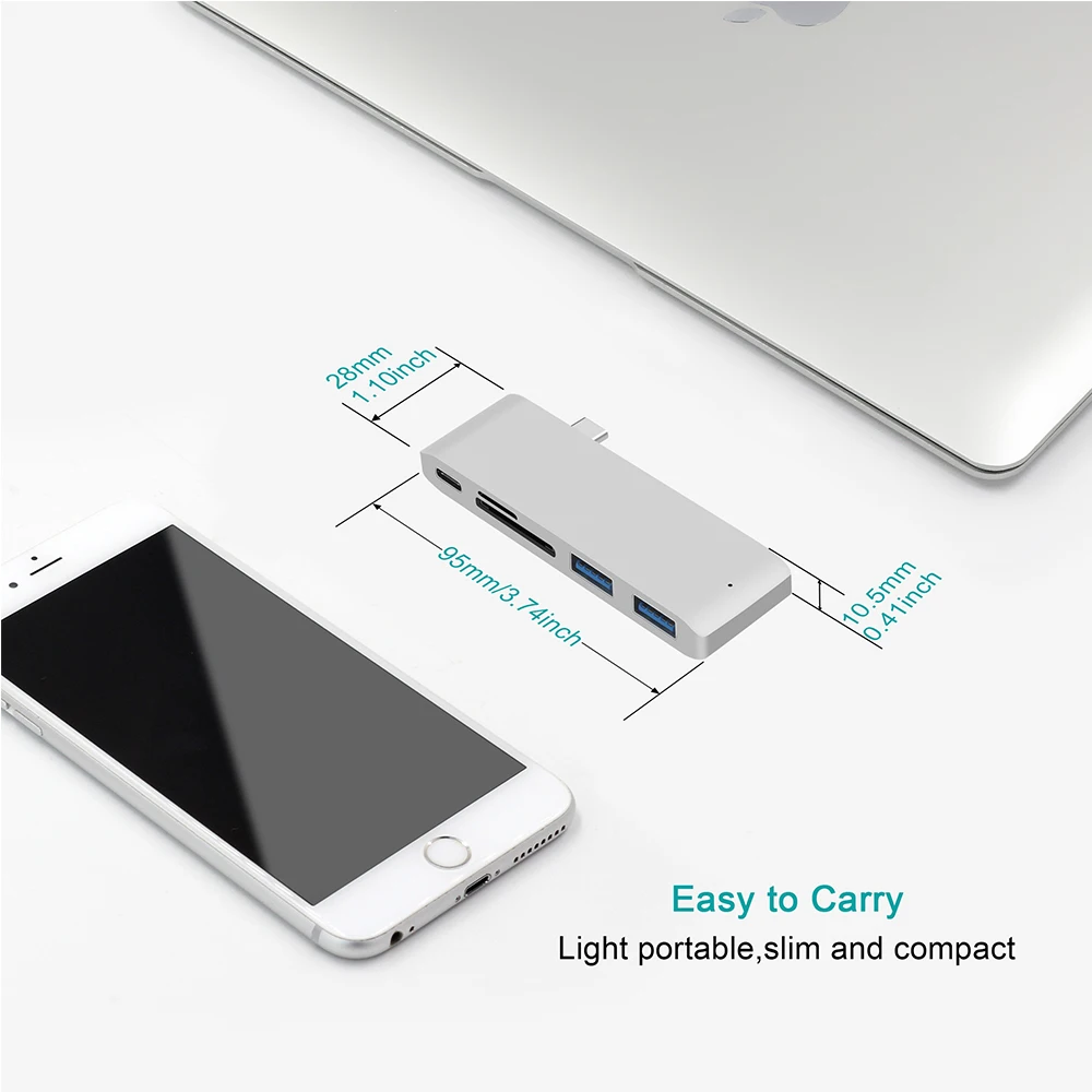 High Speed USB C 3.1 Type Hub Power Delivery PD-Power 3.0 HUB Combo Splitter SD/TF Card Reader For MacBook 12 inch 5-IN-1 | Компьютеры и