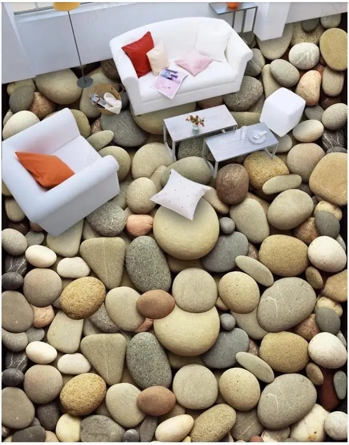 

Custom Picture Self-adhesive 3d Flooring wallpapers Wall Sticker Beautiful pebble bathroom floor decoration painting wall papers