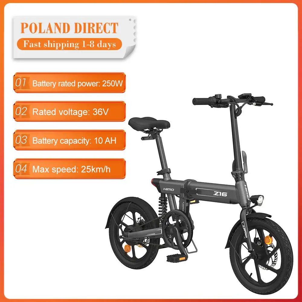 Складной электрический велосипед HIMO Z16 36 В 10 Ач 250 Вт складной с толстыми шинами 16