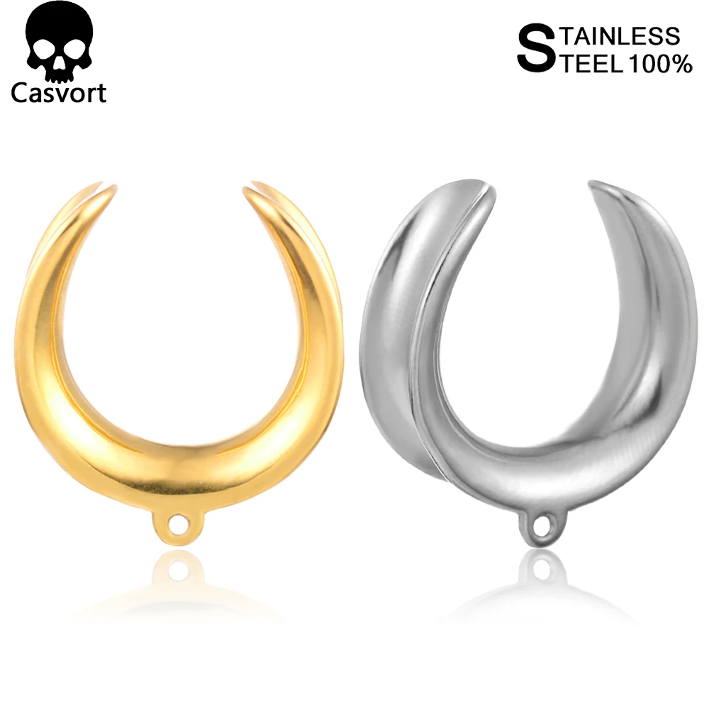 

Casvort 2 PCs Stainless Steel Ear Piercing Stretcher Plug Fashion Tunnels for Dangles DIY Ear Gauges Saddle Tunnels