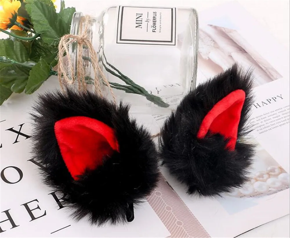 Вечерние длинные меховые заколки кошачьи ушки для косплея кота лисы аниме