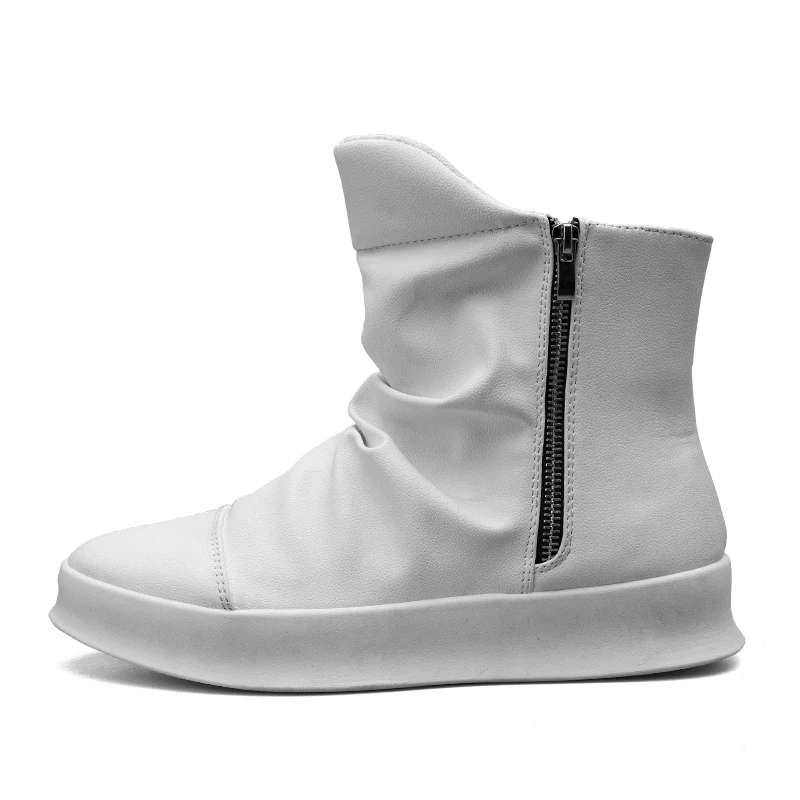 New Male Hip hop autumn winter Men Chelsea Motorcycle Boots Slip-On Dress Shoes Dancing Footwear Platform High Top Sneakers