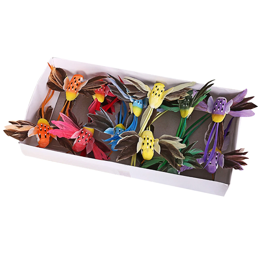 12 шт. искусственная пена Колибри перо птица Статуэтка украшение газон сад