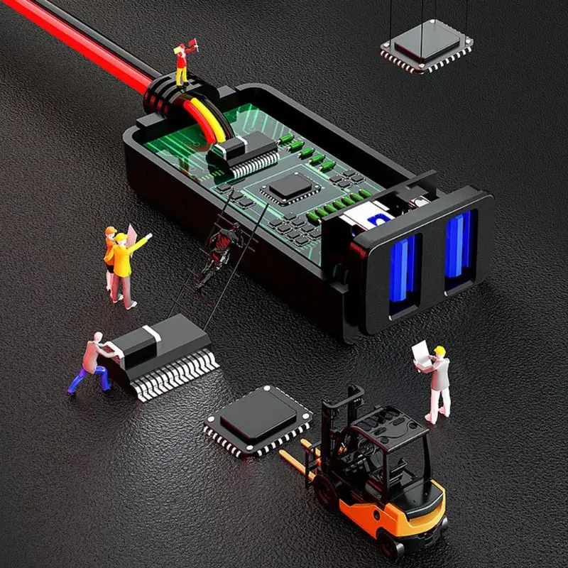 Двойное зарядное устройство USB А SAE на для мотоцикла с вольтметром и выключателем
