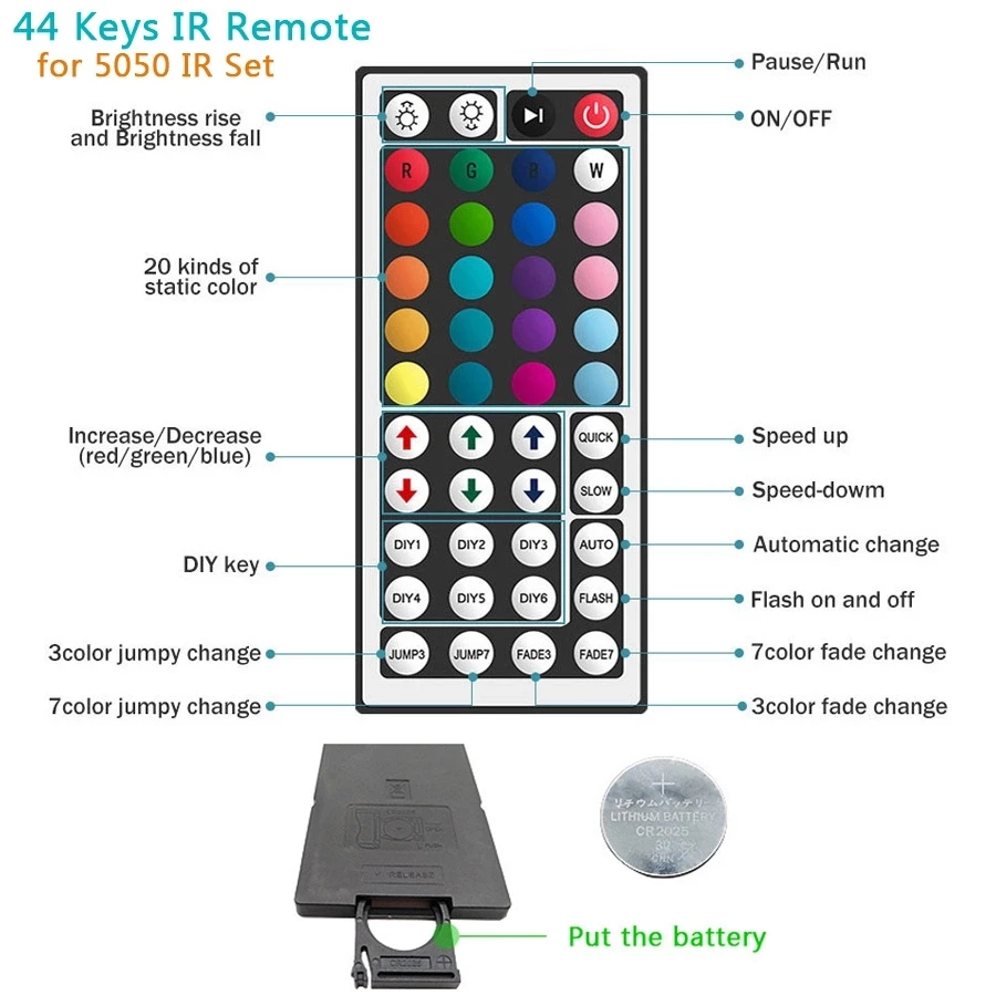 

5M 10M 15M 5050 Led Strip DC12V RGB Flexible Tape Led Ribbon Led Strip Light With IR Remote For Home Kitchen Christmas Party Dec