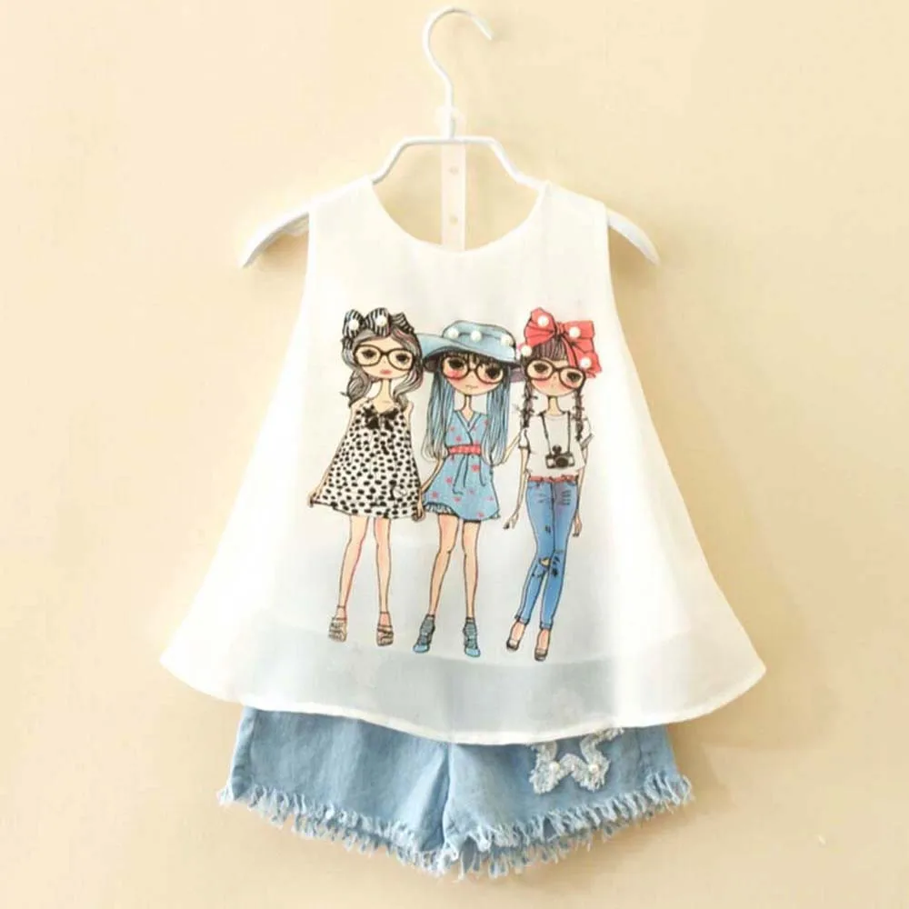 Комплекты одежды для девочек коллекция 2020 года новый Летний шифоновый жилет без