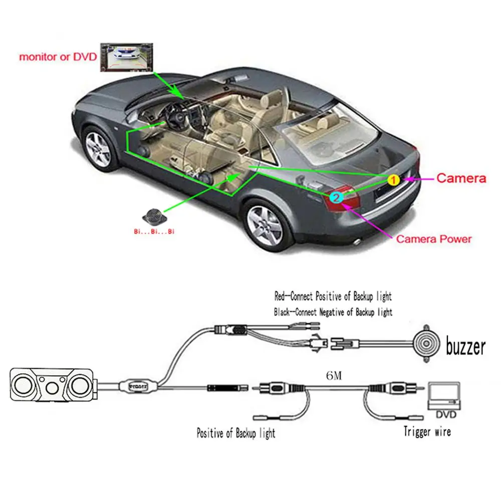 

Car Night Vision Rear View Camera Radar With 2 Parking Sensors 120 Degree Rear View Camera 12V Auto Reversing Rearview Backup