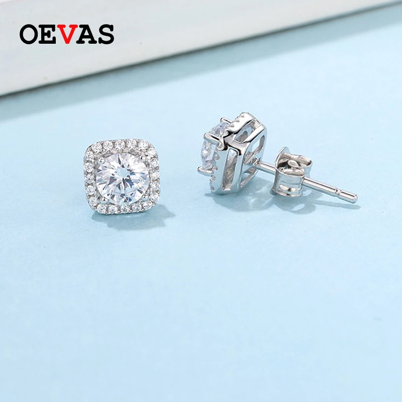 

OEVAS Real 0.5 Carat D Color Moissanite Stud Earrings For Women 18K White Gold Color 100% 925 Sterling Silver Wedding Jewelry