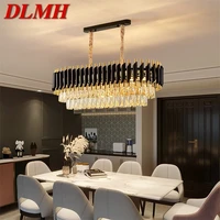 dlmh luxury chandelier crystal rectangle pendant lamp postmodern home led light fixture for living dining room