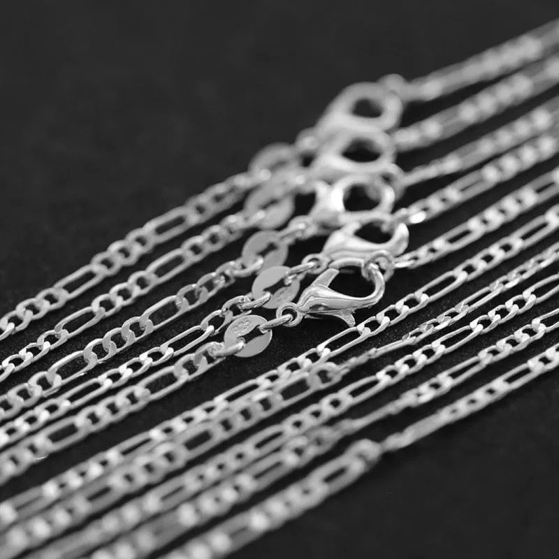 Оптовая продажа 10 шт./лот 2 мм Посеребренная цепочка Фигаро ожерелья 16 &quot18&quot 20