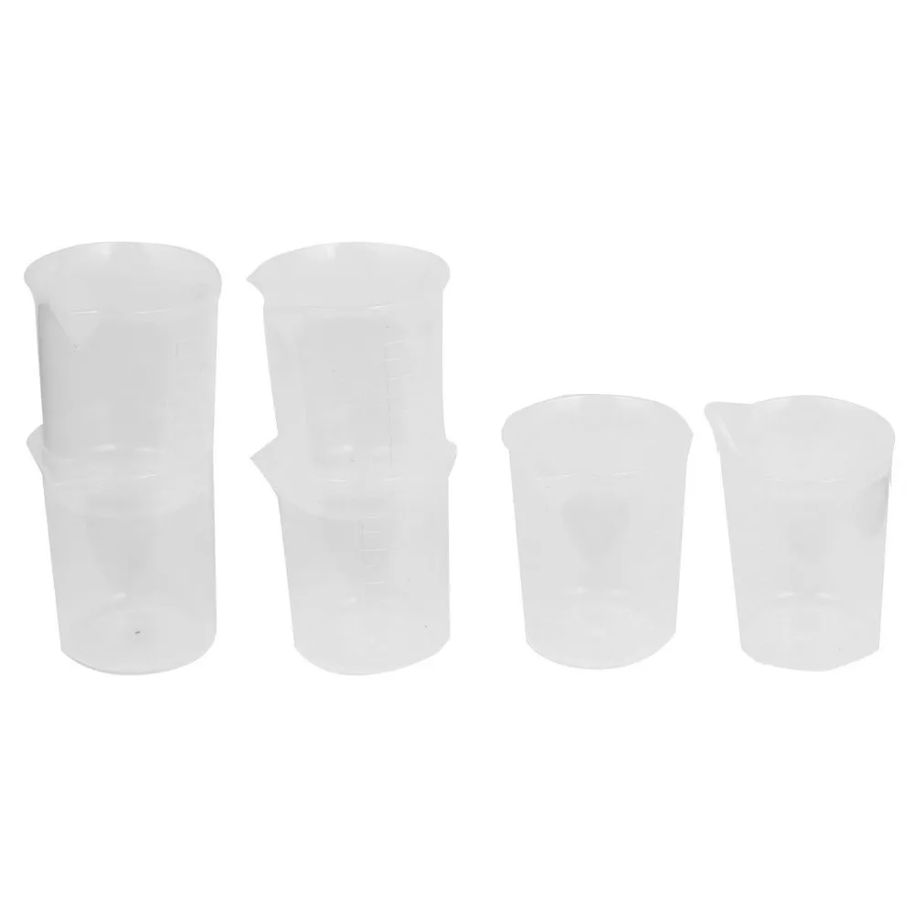 

6PCS 100mL Clear Plastic Liquid Measuring Cups Graduaeted Laboratory Test Cylinder With Scales For Resin Silicone Mold Tool