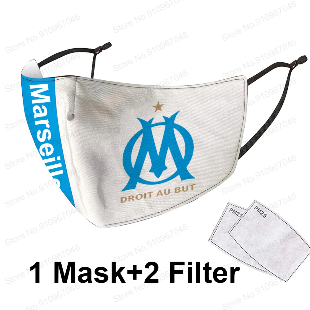 Многоразовые маски для Марсель Футбол команда защитный лицевой щиток моющиеся