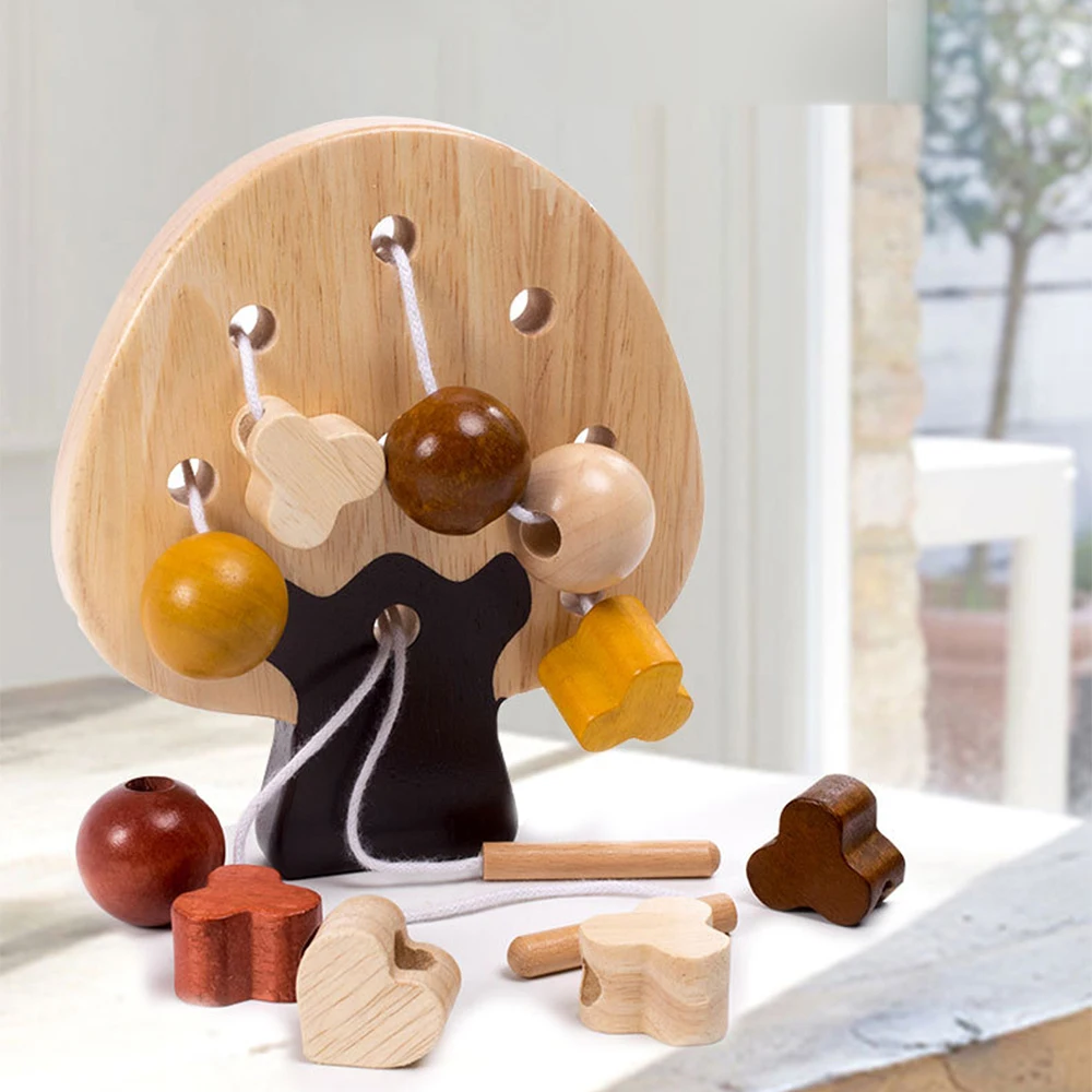 

DIY Wooden Tree Beads Toys for Kids Montessori Materials Arts Crafts Stringing Beads Educational Toys for Baby Handmade Toys