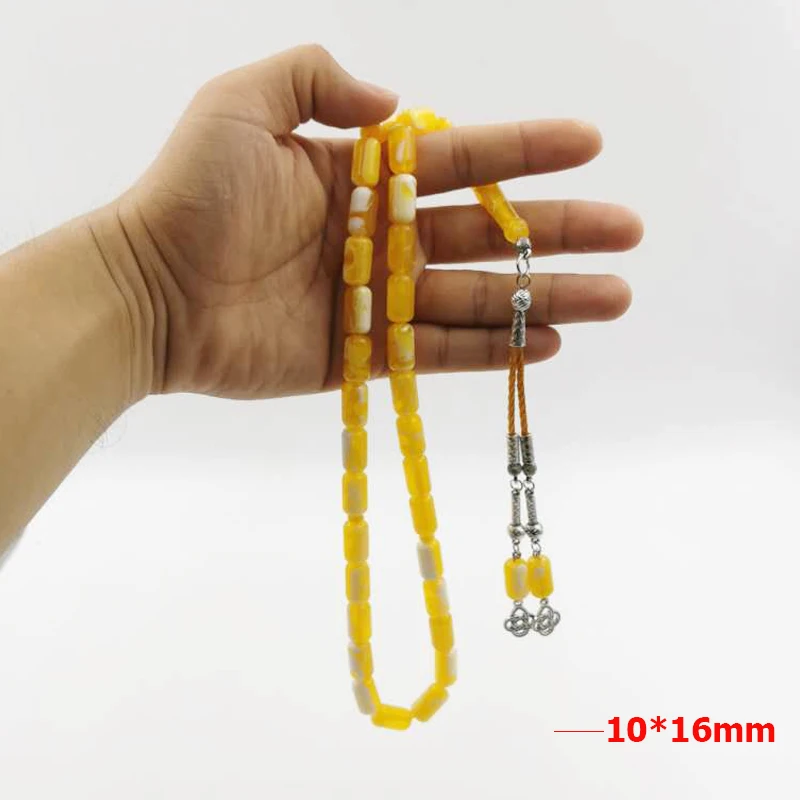 Yellow Resin Tasbih Muslim 33 prayer beads handmade Islamic bracelet gifts arabic Fashion jewelry accessories