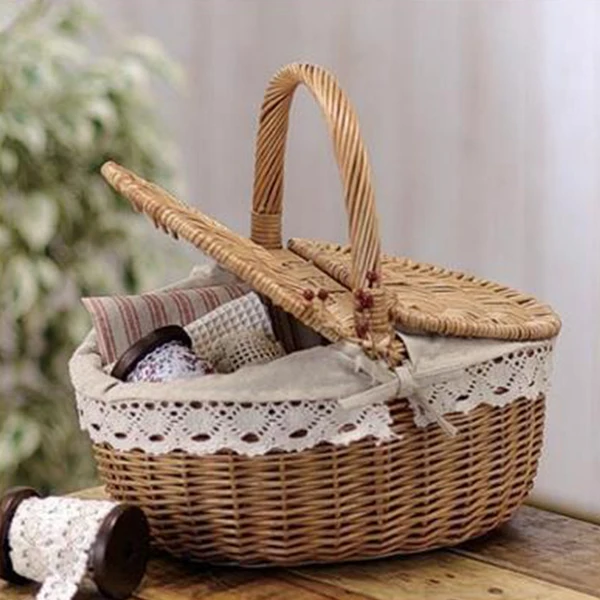 Плетеная корзина для кемпинга и пикника в английском стиле|Коробки ящики