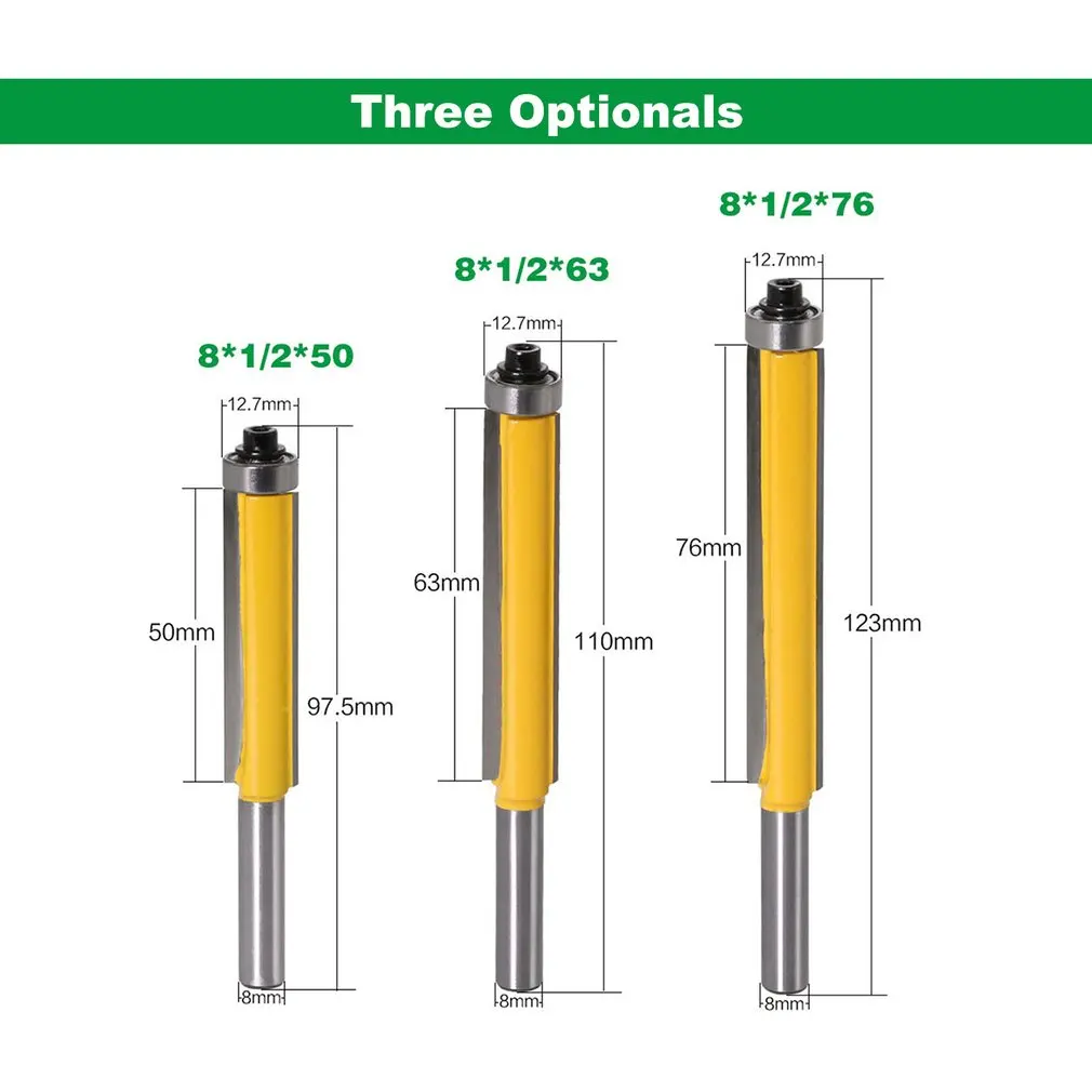 8 мм хвостовик удлиненный заподлицо фрезы с подшипником для дерева шаблон бит