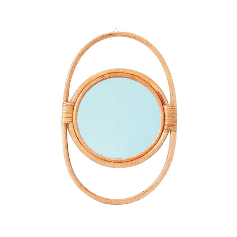 

Rattan Dressing Mirror Innovative Art Deco Makeup Mirrors Bathroom Bedroom Wall Hanging Mirror Photo Props