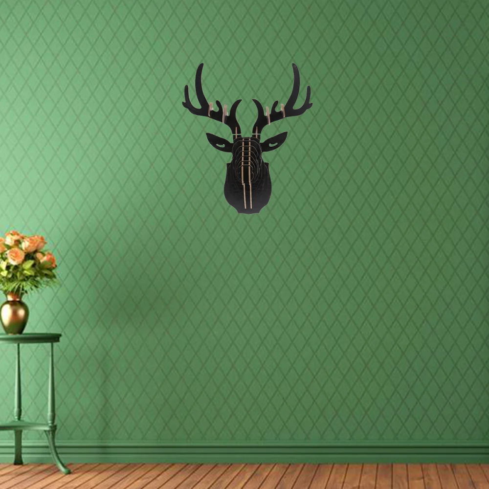 1pc Elk Head Hanger Natural 3D Wooden Deer Wall Decor Hanging for Bedroom Hallway Office Home Living Room | Дом и сад